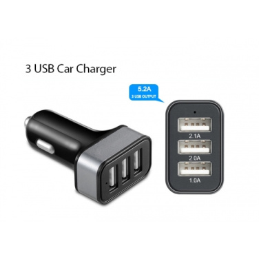 Logo trade promotional product photo of: Car Charger with 3 USB ports
