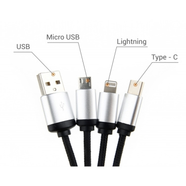 Logo trade promotional giveaway photo of: 3in1 cable with enlighted logo for engraving, RXD-368