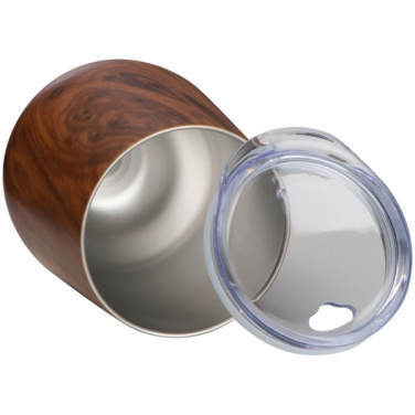 Logotrade promotional merchandise picture of: Stainless steel mug with wooden look BRIGHTON 380 ml