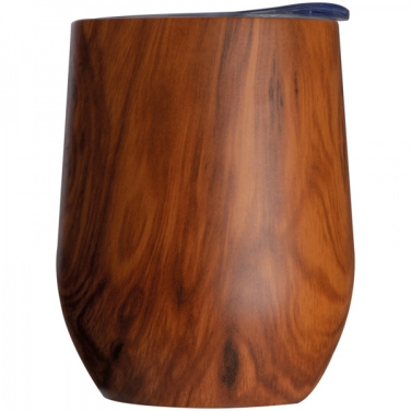 Logotrade advertising product picture of: Stainless steel mug with wooden look BRIGHTON 380 ml