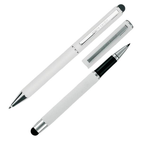 Logo trade promotional product photo of: Writing set ballpoint pen & roller soft touch CLAUDIE