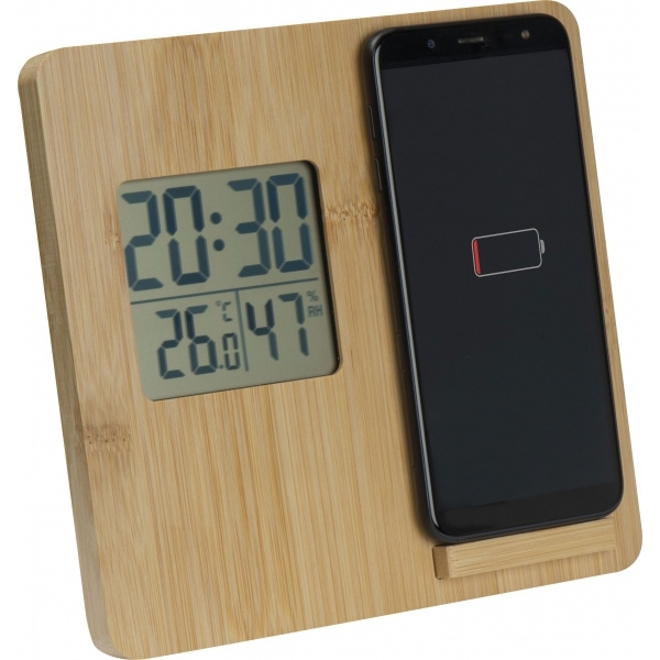 Logotrade promotional item picture of: Bamboo weather station GRANADA