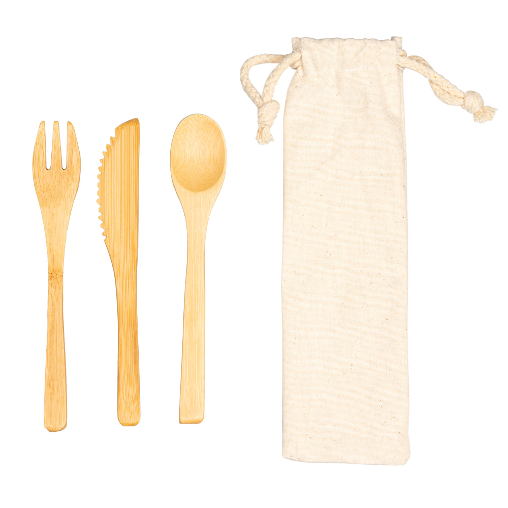 Logo trade promotional merchandise image of: Bamboo cutlery set BONNEVILLE