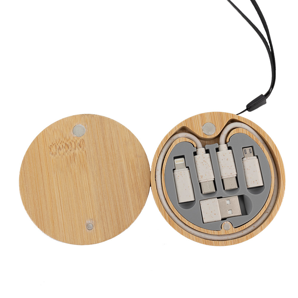 Logotrade promotional item image of: 4in1 cable in wooden case, LH-ZM01