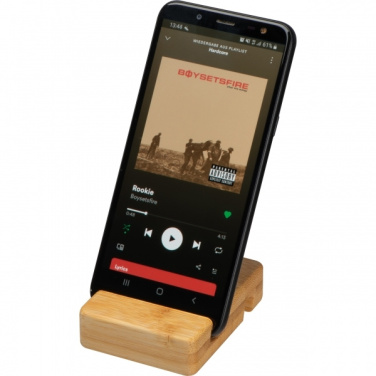 Logo trade promotional items image of: Bamboo smartphone holder SAN SEBASTIAN
