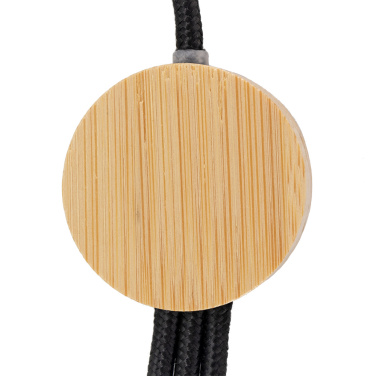 Logo trade promotional merchandise image of: 3-in-1 cable with elighted logo in a wooden casing, LH-ZMU06