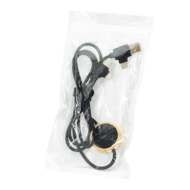 Logotrade promotional merchandise picture of: 4in1 long wooden cable with elighted logo for engraving