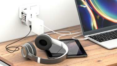 Logo trade corporate gifts image of: SKROSS World Travel Adapter MUV 2-pole with USB A and C