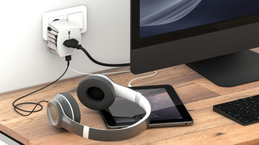 Logotrade promotional merchandise image of: SKROSS World Travel Adapter MUV 2-pole with USB A and C