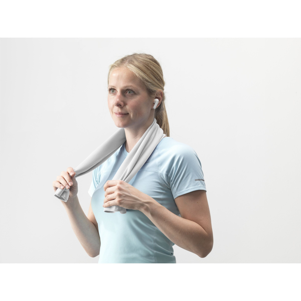 Logo trade business gifts image of: CoolDown RPET sports cooling towel
