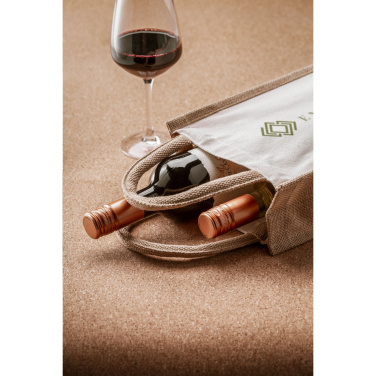 Logo trade promotional gift photo of: Jute Canvas Double Wine Bag