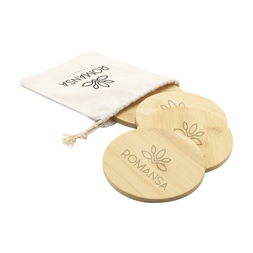 Logo trade promotional products picture of: Bamboo Coaster Set