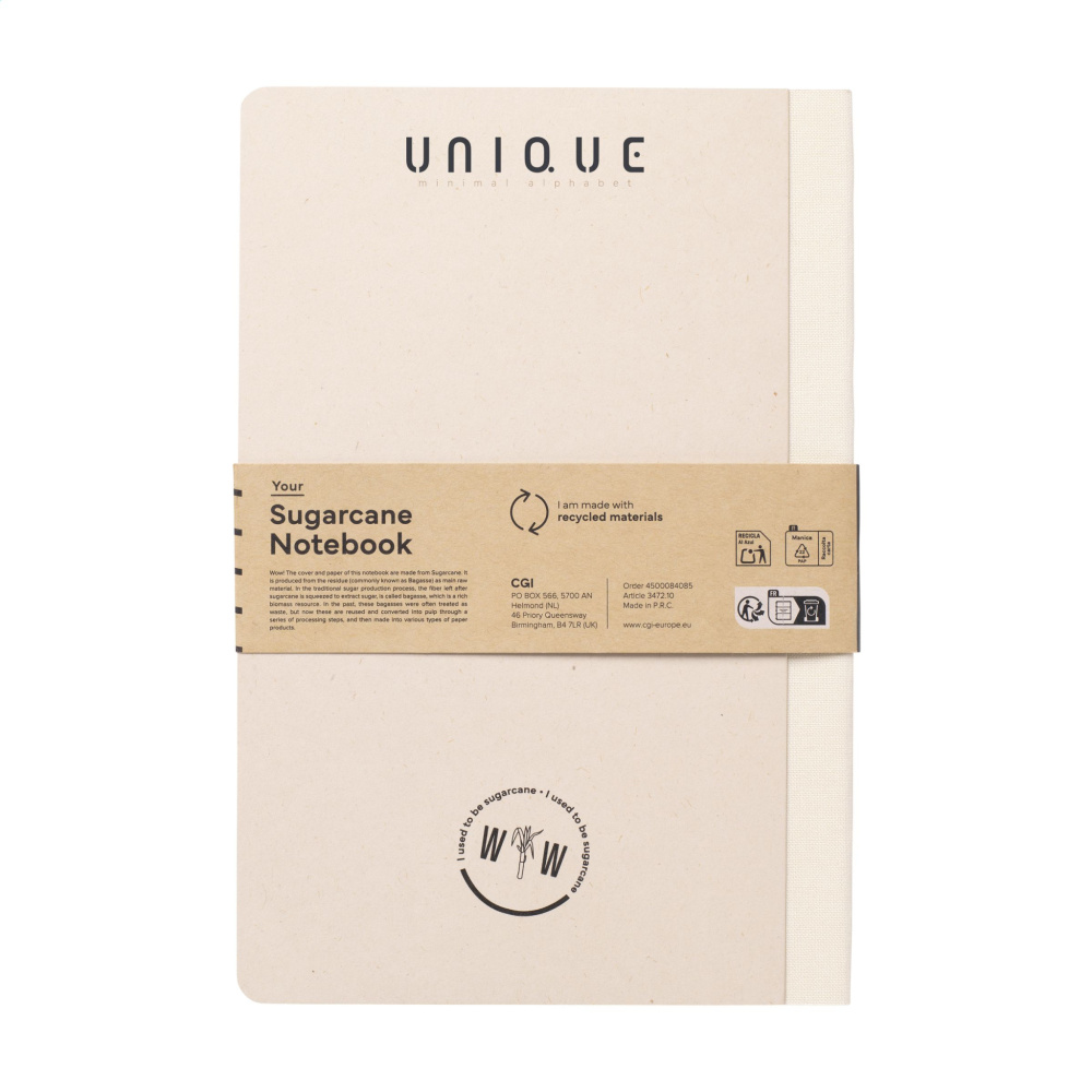 Logo trade promotional merchandise image of: Sugarcane Paper Notebook A5