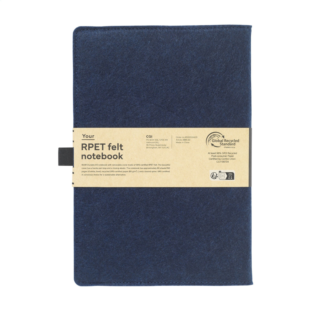 Logotrade advertising product picture of: Felty GRS RPET Paper Notebook A5