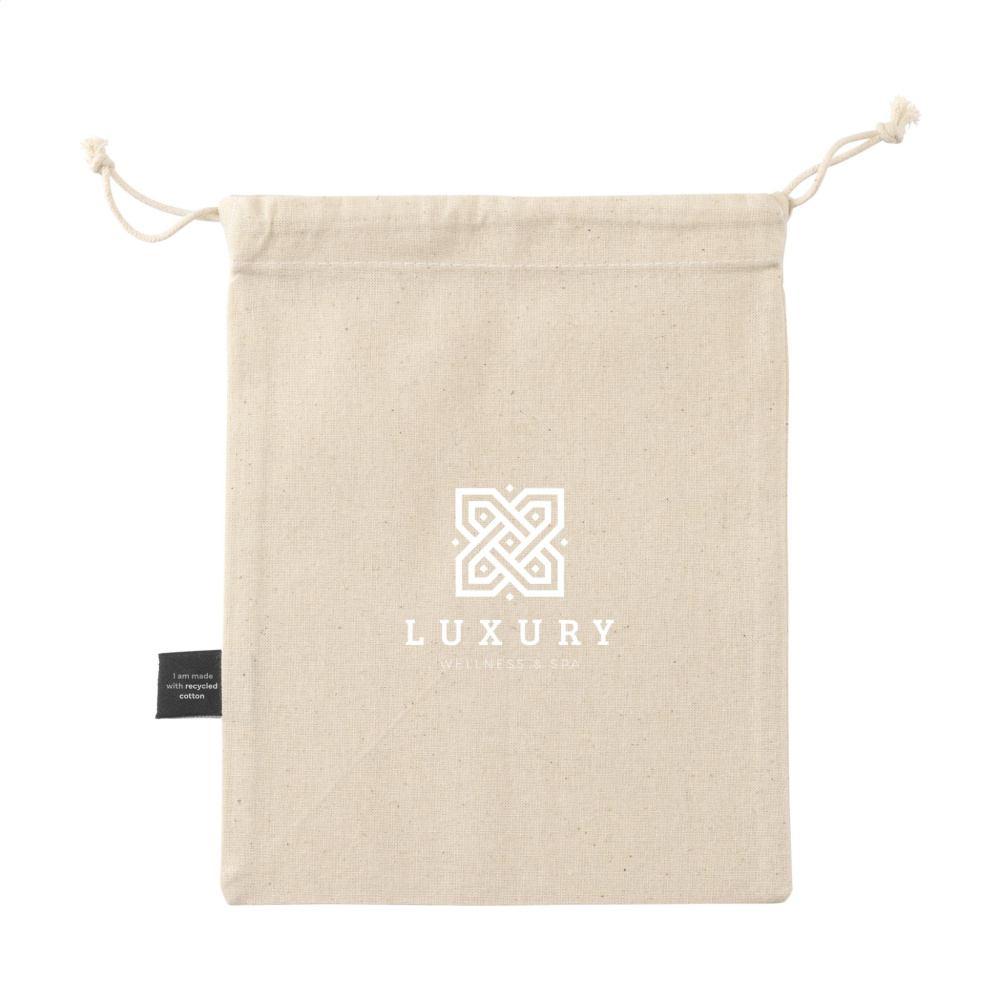 Logo trade promotional gifts picture of: Gift Pouch Natural GRS Recycled Cotton (150 g/m²) S