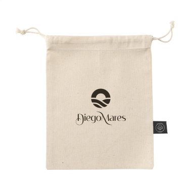 Logo trade promotional giveaways picture of: Gift Pouch Natural GRS Recycled Cotton (150 g/m²) S