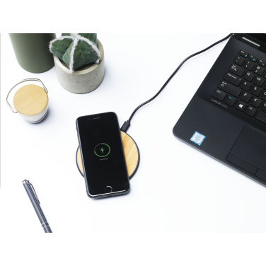 Logo trade promotional giveaways image of: Bamboo 10W Wireless Charger wireless fast charger