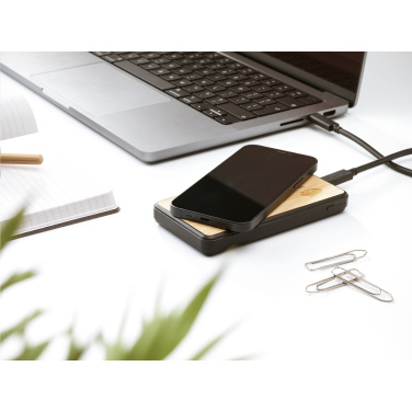Logotrade promotional merchandise picture of: Boru Bamboo RCS Recycled ABS Powerbank Wireless Charger