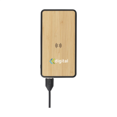 Logo trade promotional merchandise image of: Boru Bamboo RCS Recycled ABS Powerbank Wireless Charger