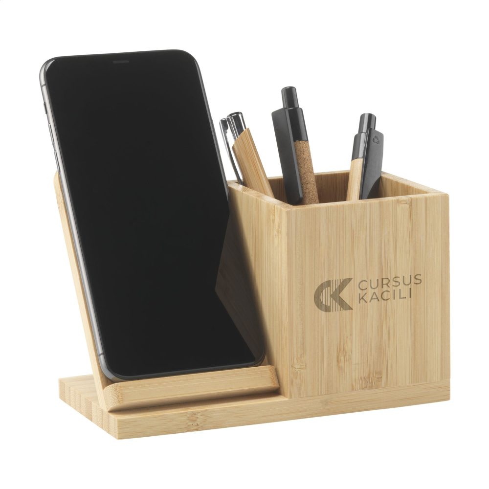 Logotrade promotional gift picture of: Bamboo Boss 15W charger/pen holder