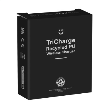Logo trade business gifts image of: TriCharge RCS  Recycled PU Wireless Charger