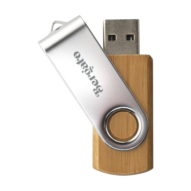 Logo trade advertising products picture of: USB Twist Bamboo 64 GB