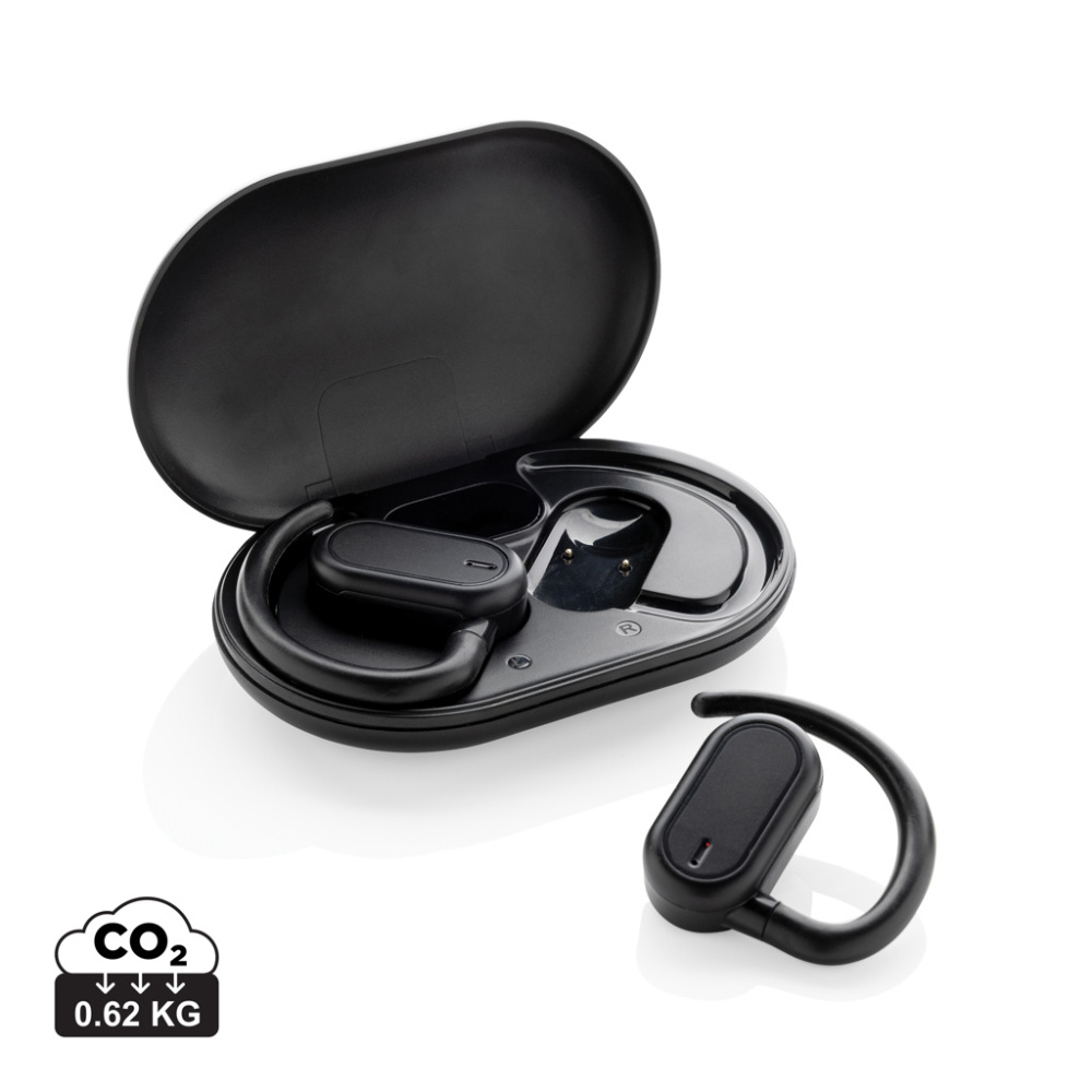 Logo trade promotional items image of: Fitsound RCS recycled plastic open ear TWS earbuds