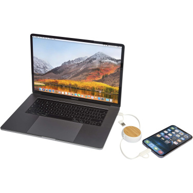 Logo trade promotional gifts picture of: Chechia 5-in-1 recycled plastic 100 cm retractable data sync and 45W fast charge cable