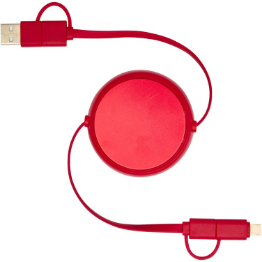 Logotrade promotional merchandise image of: Alasia 5-in-1 100 cm recycled plastic and aluminium retractable data sync and 45W fast charge cable