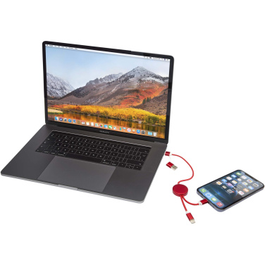 Logotrade promotional item image of: Alasia 5-in-1 recycled aluminium and plastic 30 cm data sync and 27W fast charge cable