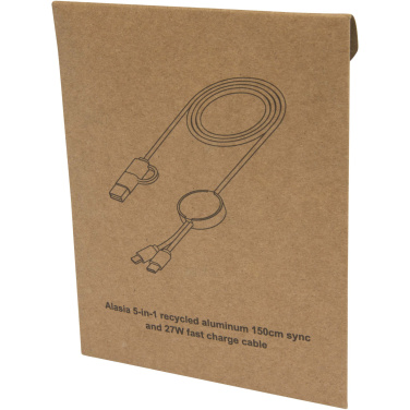 Logo trade promotional merchandise photo of: Alasia 5-in-1 recycled aluminium and plastic 150 cm data sync and 27W fast charge cable