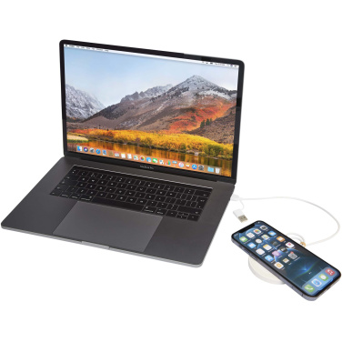 Logo trade business gifts image of: Freal 15W recycled plastic wireless charging pad