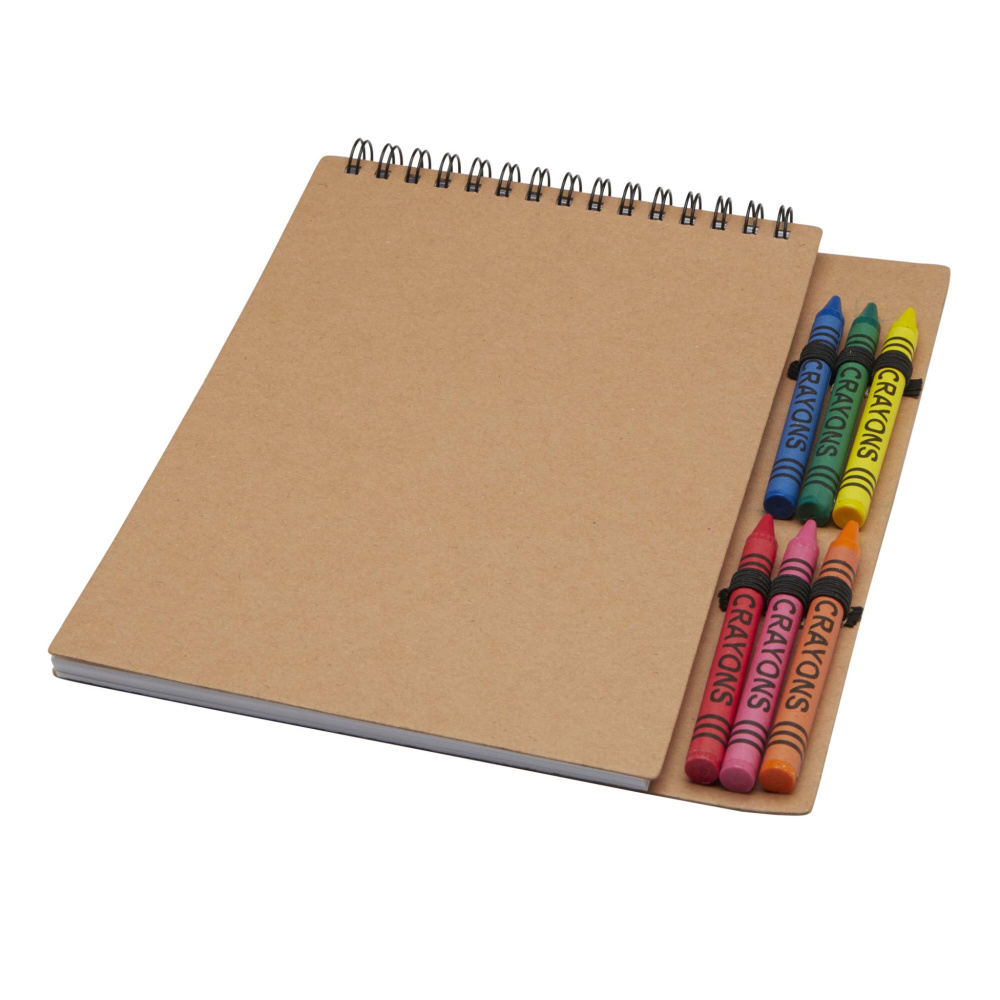 Logo trade corporate gifts image of: Doodle A5 spiral soft cover notebook and crayon set