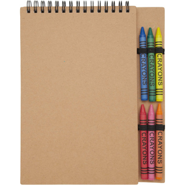 Logo trade promotional giveaway photo of: Doodle A5 spiral soft cover notebook and crayon set