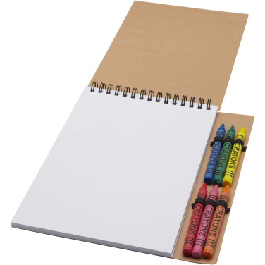 Logo trade promotional items image of: Doodle A5 spiral soft cover notebook and crayon set