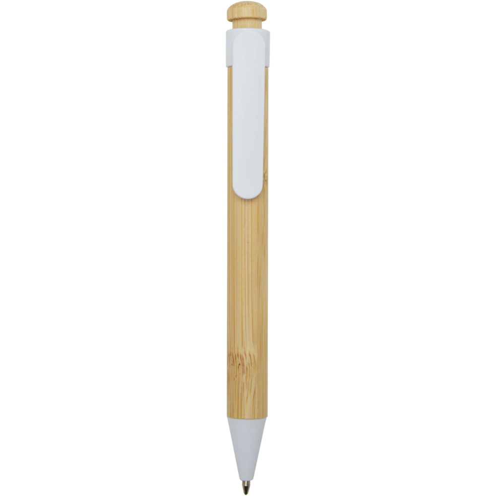Logotrade promotional item image of: Rattan bamboo and recycled plastic ballpoint pen (black ink)