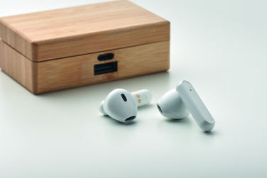 Logo trade advertising products picture of: TWS earbuds in bamboo case