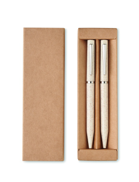 Logo trade corporate gifts picture of: Wheat straw/ABS twist pen set