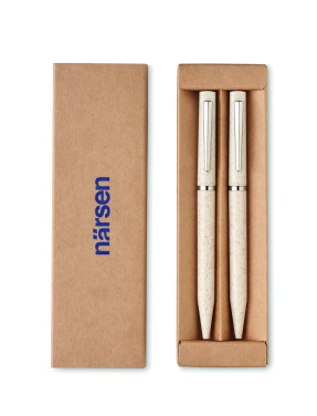 Logotrade promotional giveaway image of: Wheat straw/ABS twist pen set