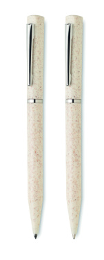 Logo trade corporate gift photo of: Wheat straw/ABS twist pen set