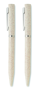 Logo trade corporate gift photo of: Wheat straw/ABS twist pen set