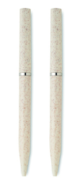 Logo trade promotional giveaways picture of: Wheat straw/ABS twist pen set