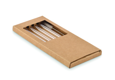 Logo trade promotional merchandise photo of: 4 reusable glass straws