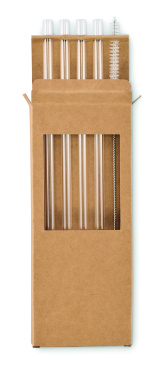 Logo trade promotional merchandise picture of: 4 reusable glass straws