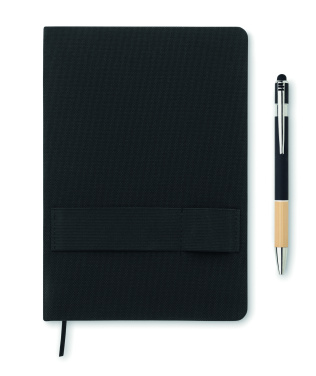 Logo trade promotional product photo of: A5 RPET notebook with pen