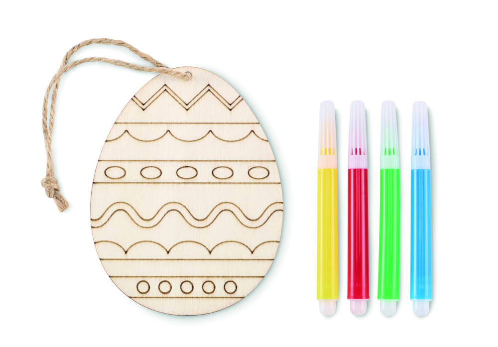 Logo trade advertising product photo of: Wooden egg painting set