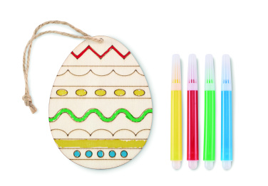 Logo trade promotional merchandise photo of: Wooden egg painting set