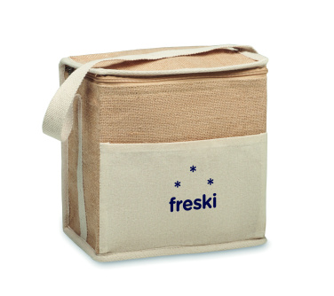 Logo trade promotional products image of: Jute and canvas cooler bag 3L