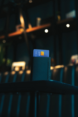 Logo trade promotional merchandise picture of: Seekcard RCS rpolyester card wallet with worldwide locating