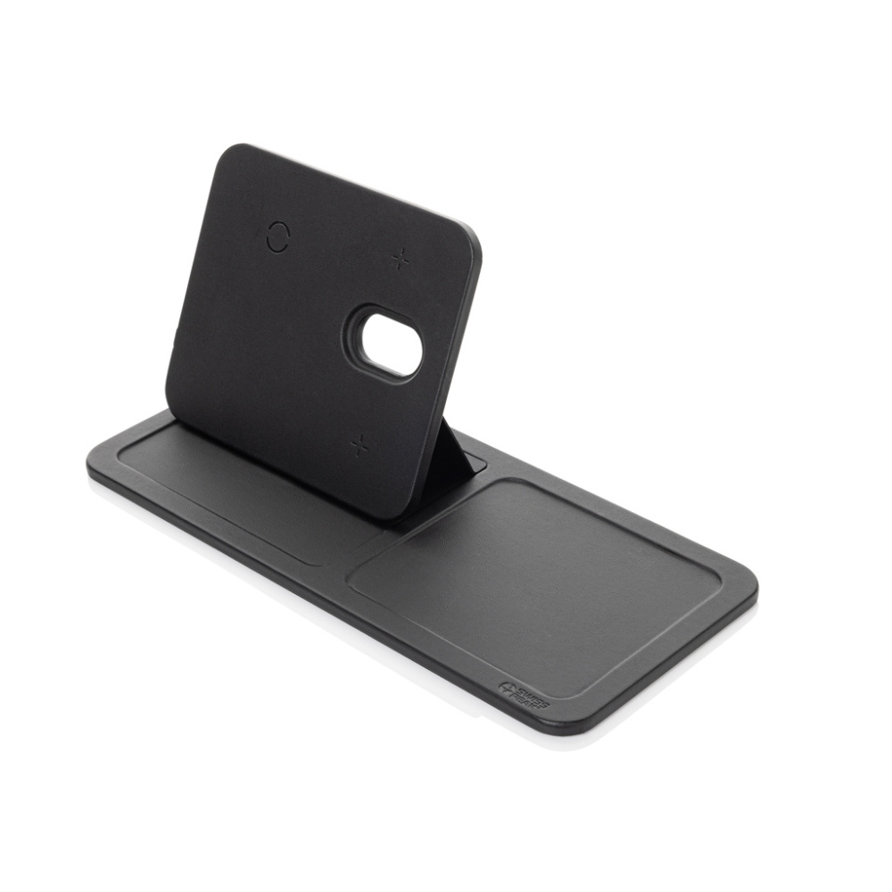 Logotrade promotional item image of: Swiss Peak 3 in 1 RCS recycled PU wireless charger desk tray
